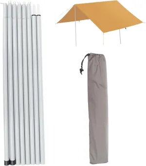 1 Pair Tent Poles for Tarp, 6.6ft Iron Canopy Poles with 8 Section, Easy Install Tent with Backpack for Camping Tarpaulin Awnings for Tarp