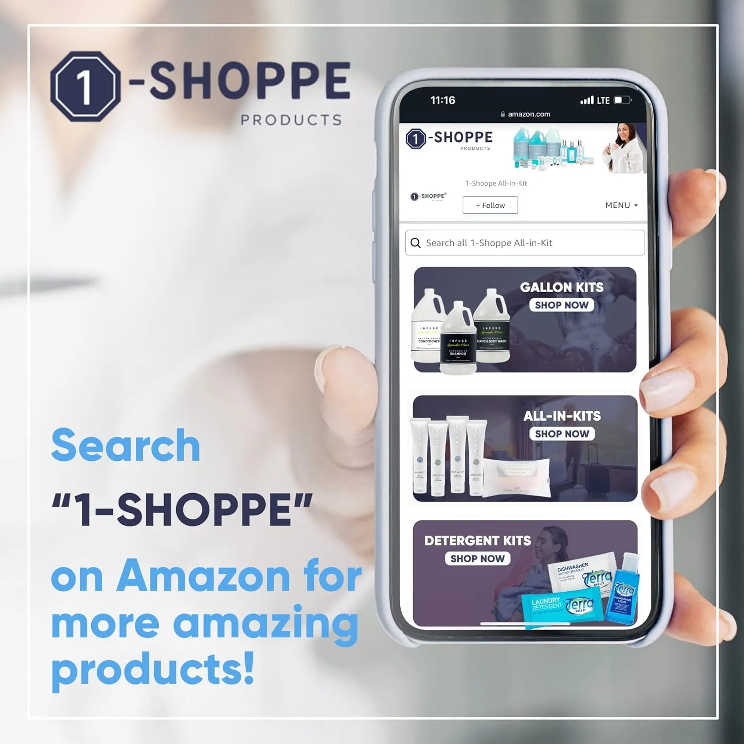 1-Shoppe Infuse 4 Piece Ecobox All-In-Kit | White Tea and Coconut Soap | 1 Shampoo, 1 Conditioner, 1 Body Wash and 1 Lotion | 10.14 oz Hotel Soaps and Toiletries Bulk | Personal Care Products
