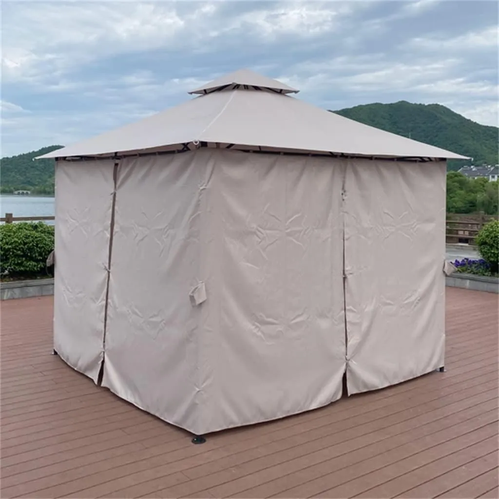10' X 12' Patio Gazebo Canopy Shelter, Outdoor Solid Steel Frame Gazebo with Vented Roof, Zippered Mesh Sidewalls