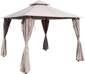 10' X 12' Patio Gazebo Canopy Shelter, Outdoor Solid Steel Frame Gazebo with Vented Roof, Zippered Mesh Sidewalls