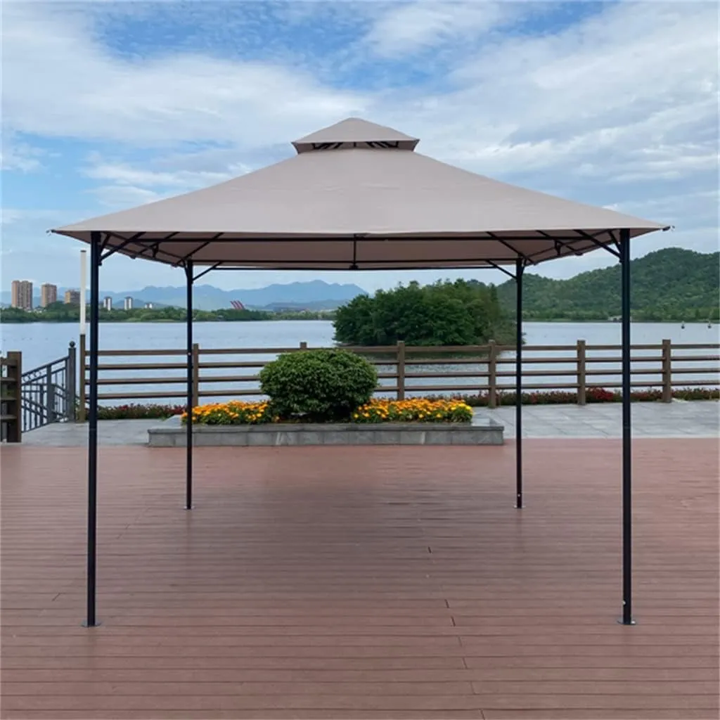 10' X 12' Patio Gazebo Canopy Shelter, Outdoor Solid Steel Frame Gazebo with Vented Roof, Zippered Mesh Sidewalls