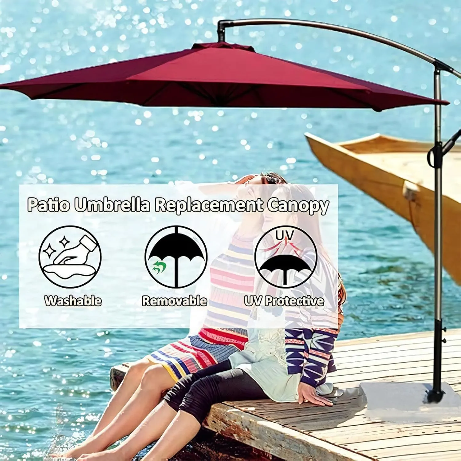 10Ft 6 Ribs Patio Umbrella Replacement Canopy (Canopy only), Canopy Replacement UV Protection Waterproof Outdoor Table Market Yard Umbrella Top Outdoor Umbrella Canopy,Khaki,10FT