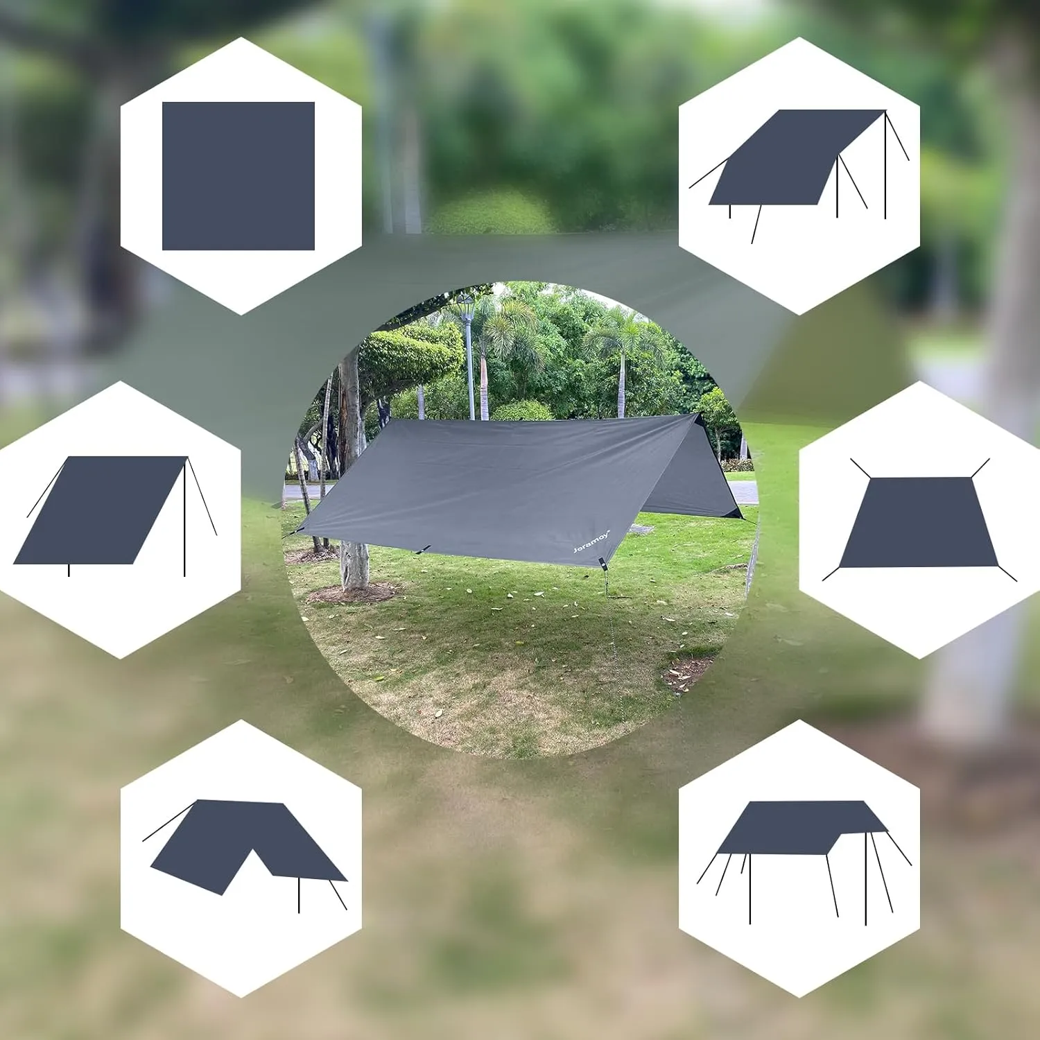 10ft x 10ft Waterproof Hammock Rain Fly,Portable Large Camping Tarp,Premium Lightweight Ripstop Nylon Cover with UV Protection Layer for Camping Hiking Outdoor (300D Grey, 10ft x 10ft)