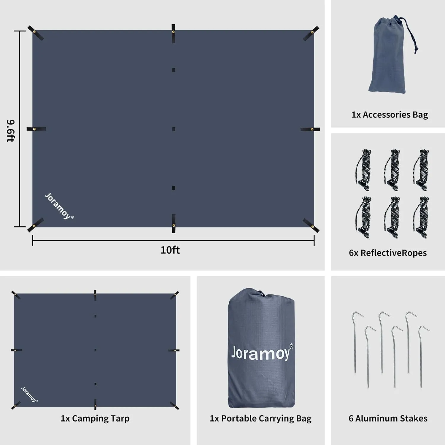 10ft x 10ft Waterproof Hammock Rain Fly,Portable Large Camping Tarp,Premium Lightweight Ripstop Nylon Cover with UV Protection Layer for Camping Hiking Outdoor (300D Grey, 10ft x 10ft)