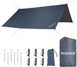 10ft x 10ft Waterproof Hammock Rain Fly,Portable Large Camping Tarp,Premium Lightweight Ripstop Nylon Cover with UV Protection Layer for Camping Hiking Outdoor (300D Grey, 10ft x 10ft)
