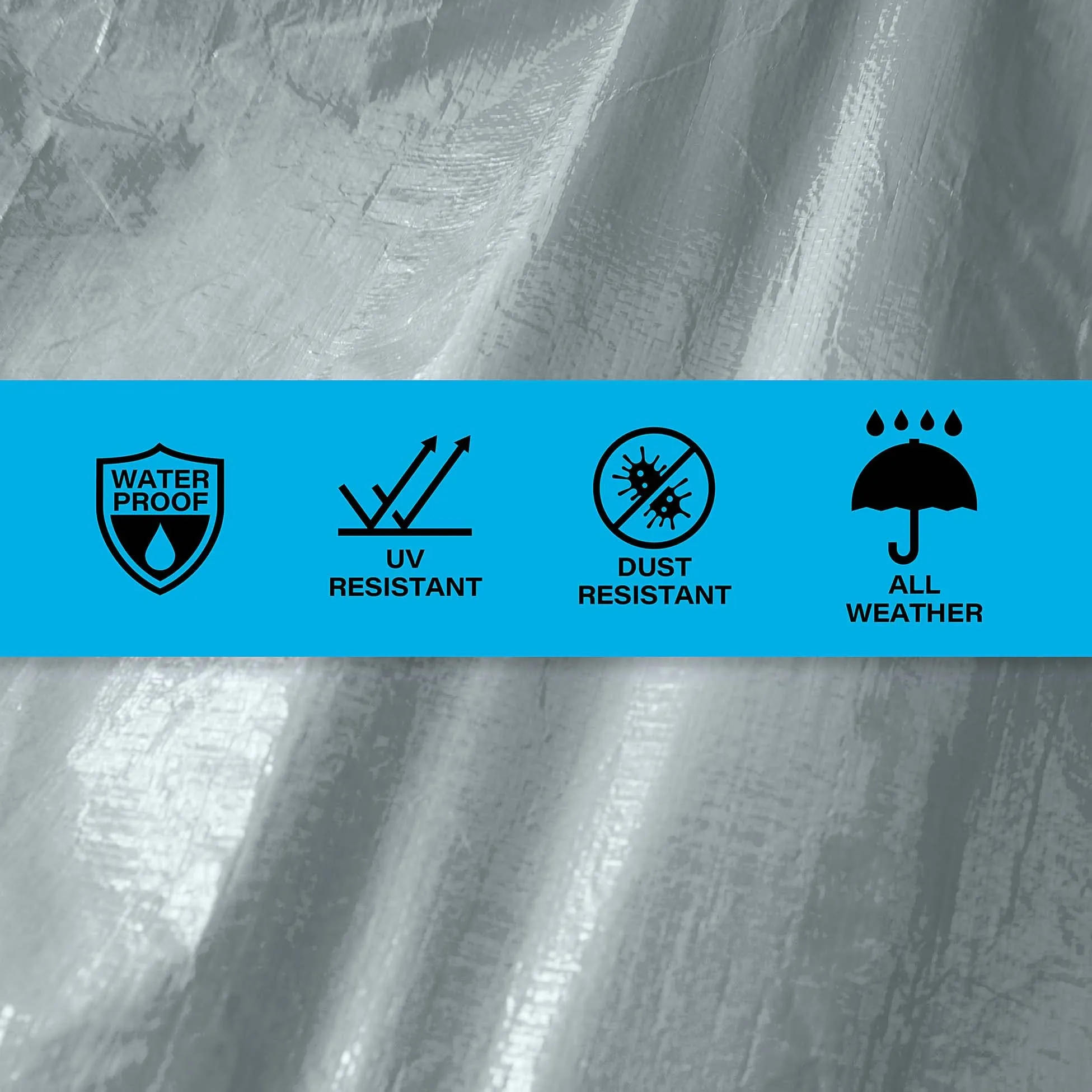 10x12 Ft Heavy-Duty Poly Tarp - Waterproof, 5 Mil Thick with Metal Grommets Every 18 Inches - Reversible Blue and Silver, Ideal for Emergency Shelter, Outdoor Cover & Camping