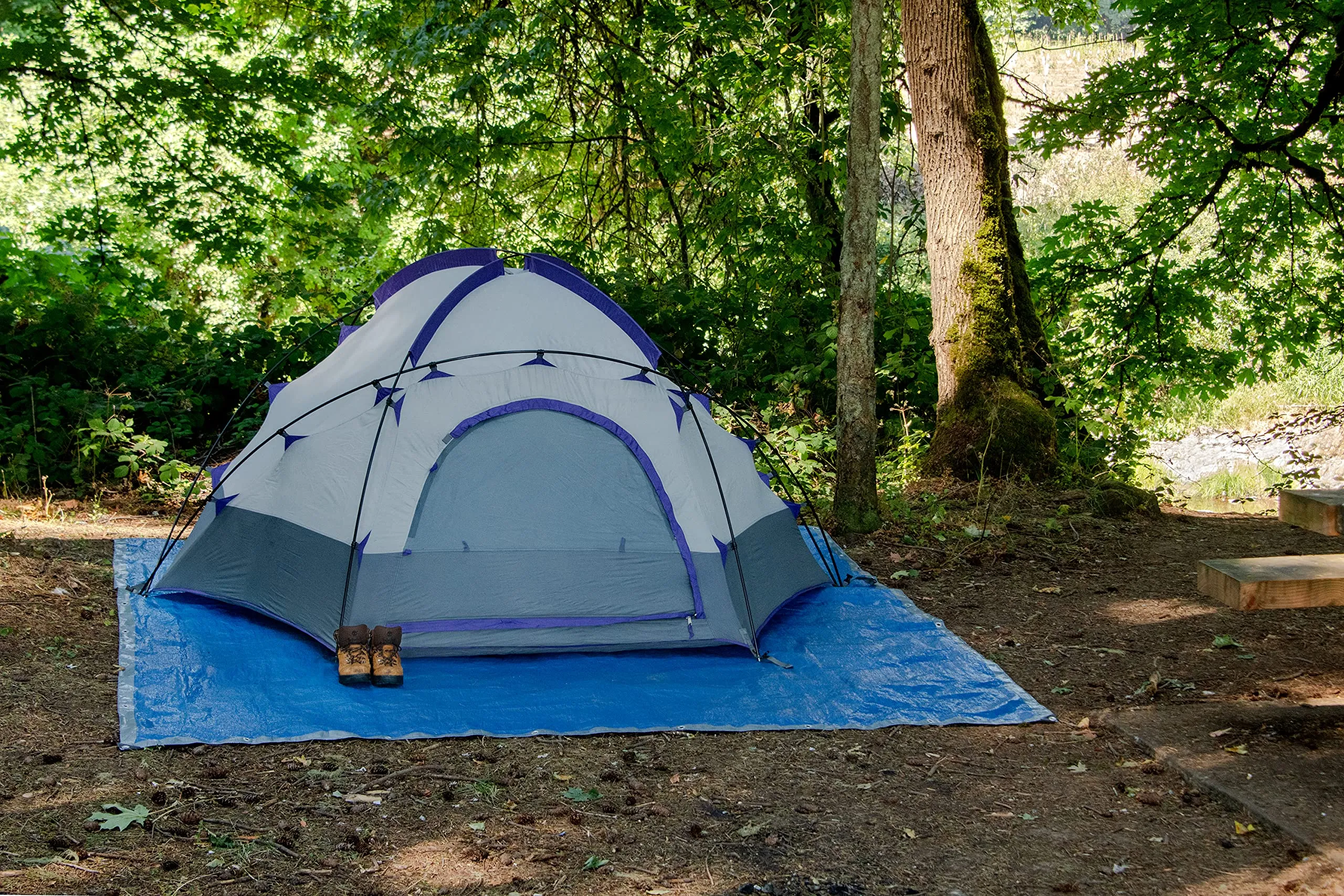 10x12 Ft Heavy-Duty Poly Tarp - Waterproof, 5 Mil Thick with Metal Grommets Every 18 Inches - Reversible Blue and Silver, Ideal for Emergency Shelter, Outdoor Cover & Camping