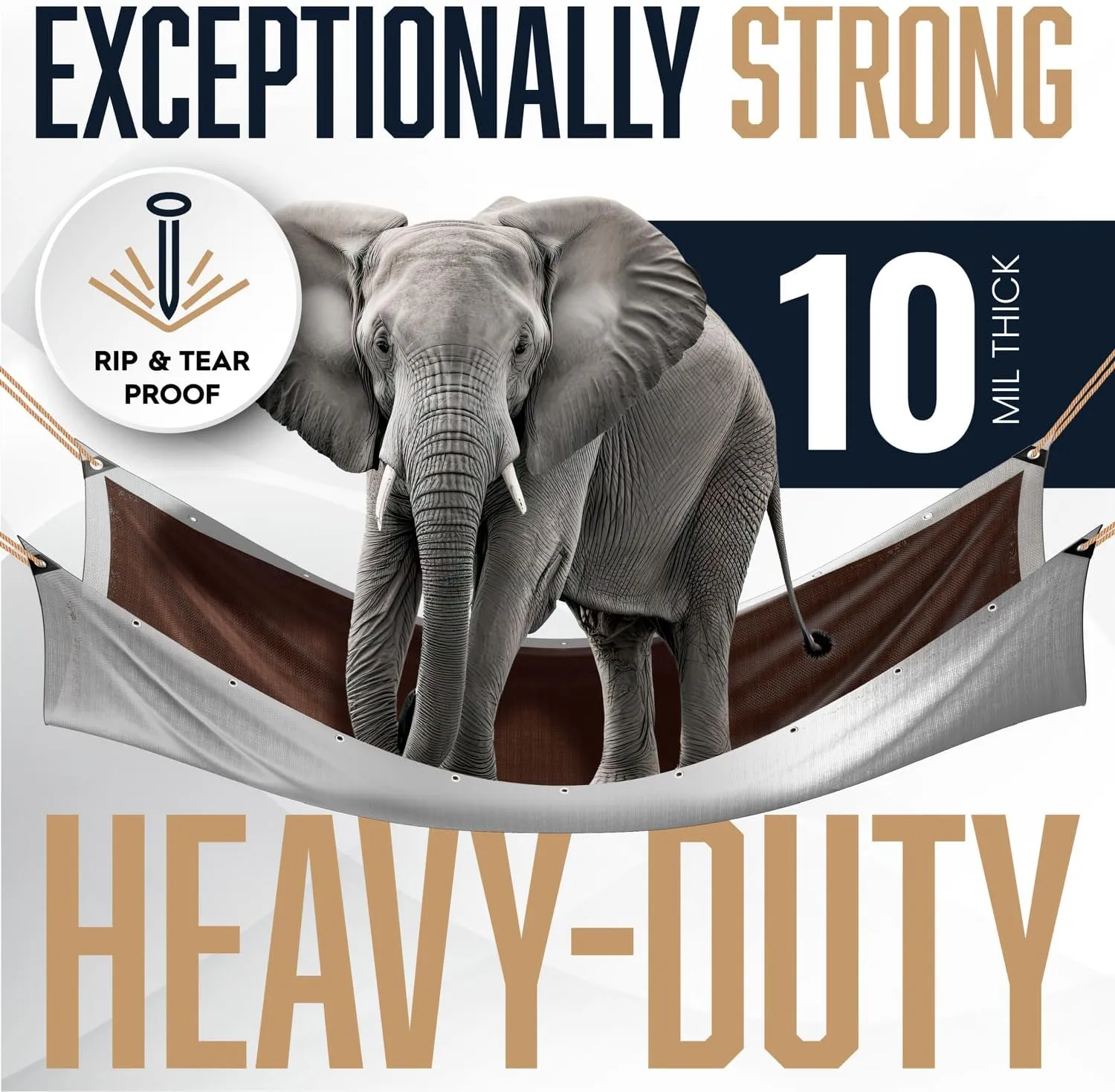 10x12 Heavy Duty Tarp, 10 Mil Thick, Waterproof, Tear & Fade Resistant, High Durability, UV Treated, Grommets Every 18 Inches. (Silver/Brown - Reversible) (10 x 12 Feet)