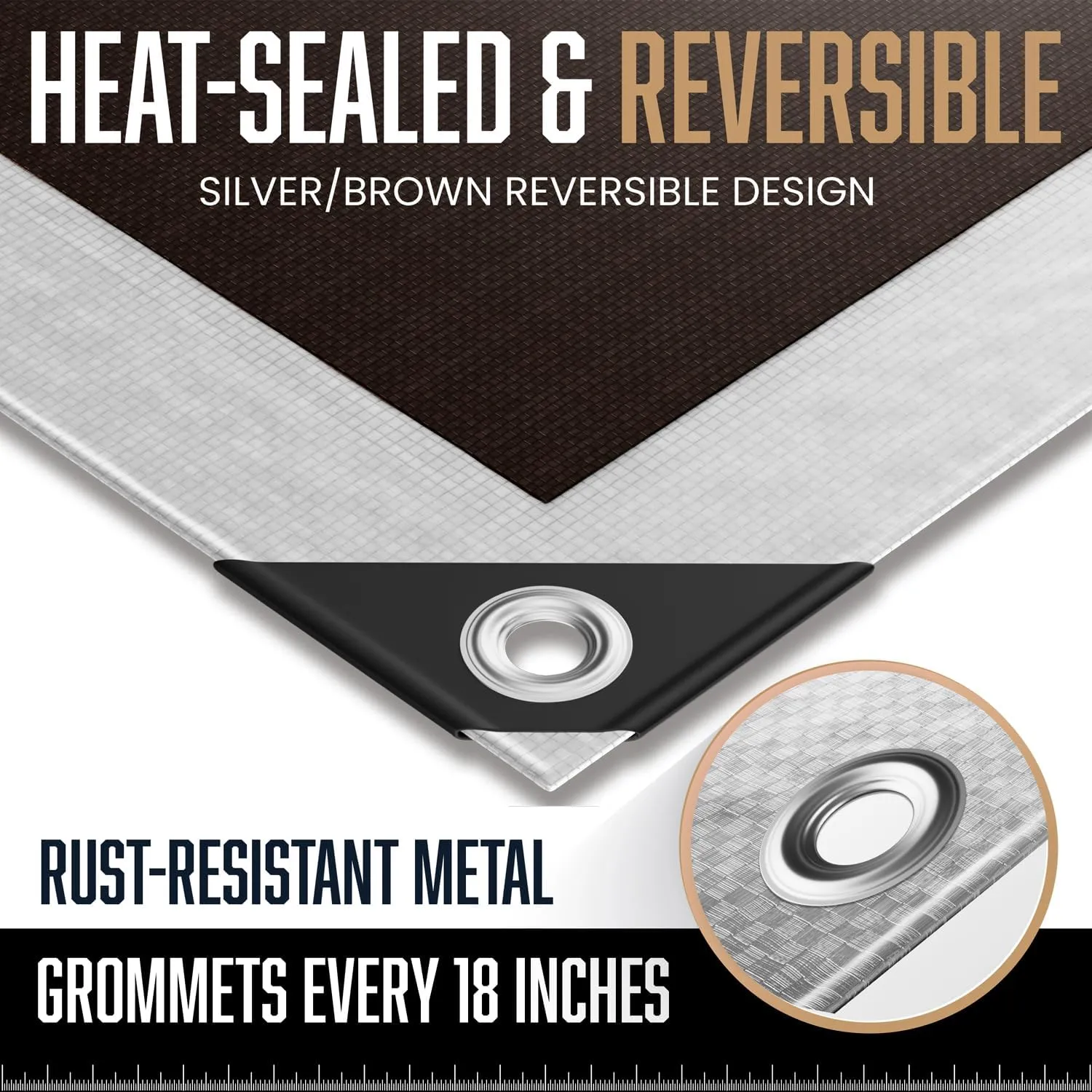 10x12 Heavy Duty Tarp, 10 Mil Thick, Waterproof, Tear & Fade Resistant, High Durability, UV Treated, Grommets Every 18 Inches. (Silver/Brown - Reversible) (10 x 12 Feet)