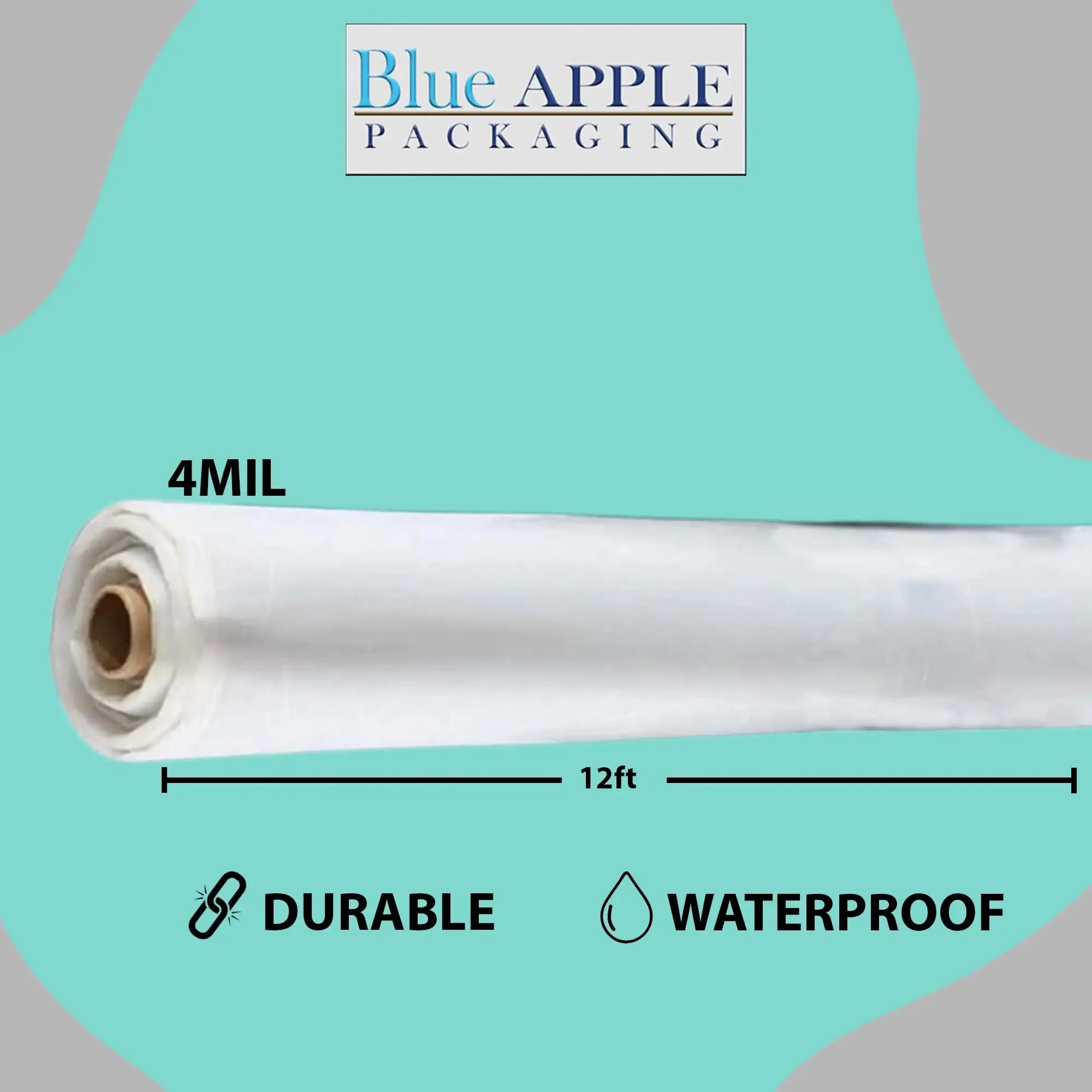 12ftX100ft Clear Poly Tarp 4 Mil Low Density LDPE 1 Roll