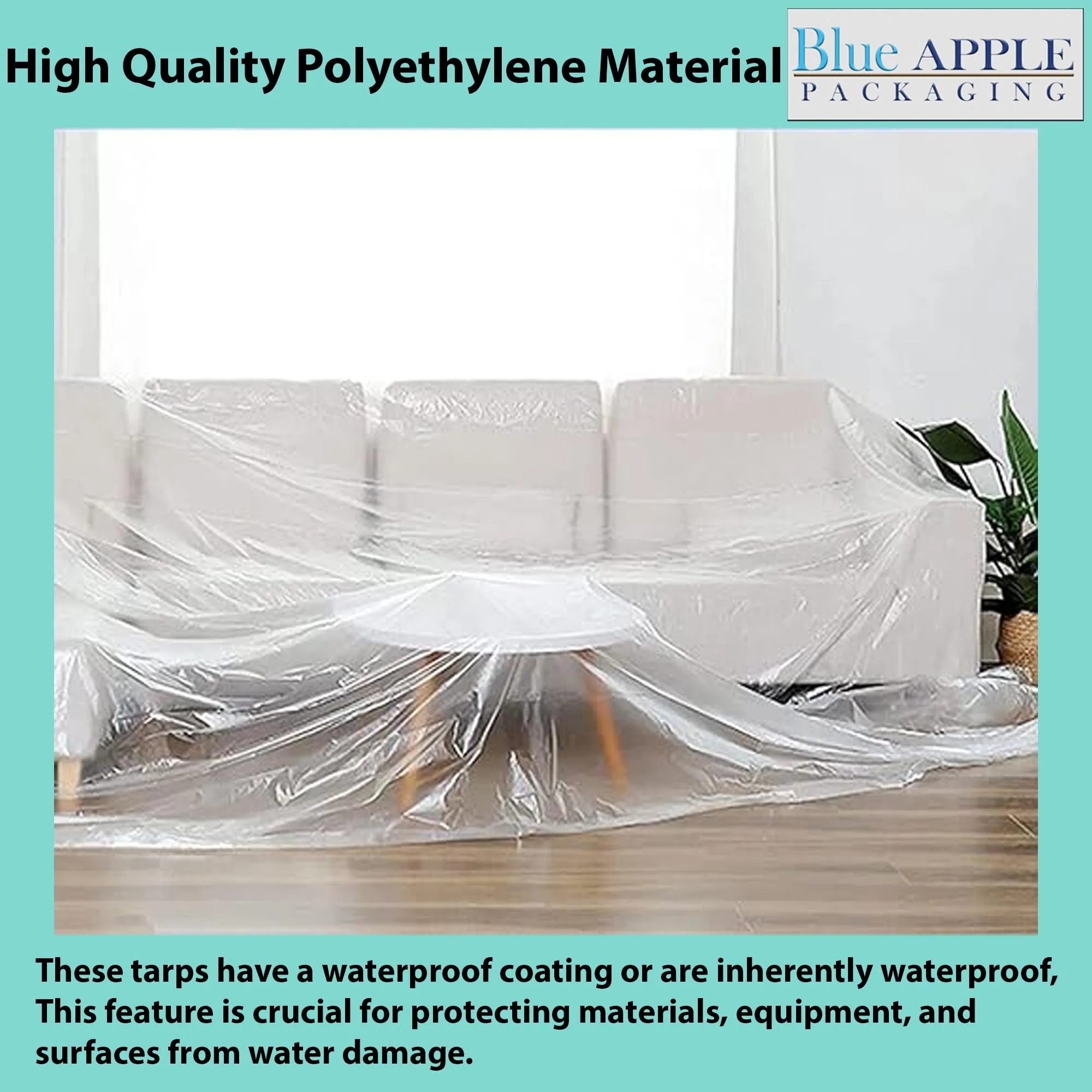 12ftX100ft Clear Poly Tarp 4 Mil Low Density LDPE 1 Roll