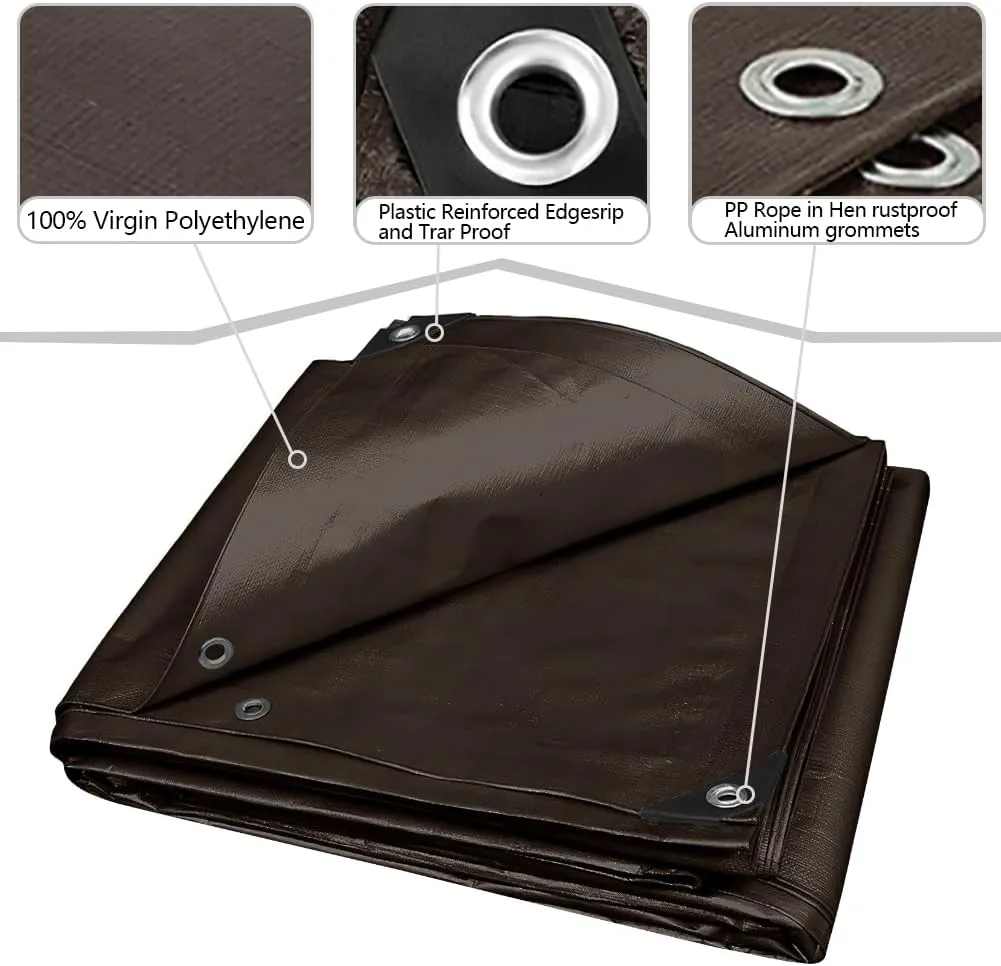 12x30 Feet Tarp, 16 Mil Heavy Duty Tarp, UV Resistant, Tear Resistant, Outdoor Tarps Cover with Reinforced Edge Grommets for Roofs, Patios, Camping, Trucks, Yachts
