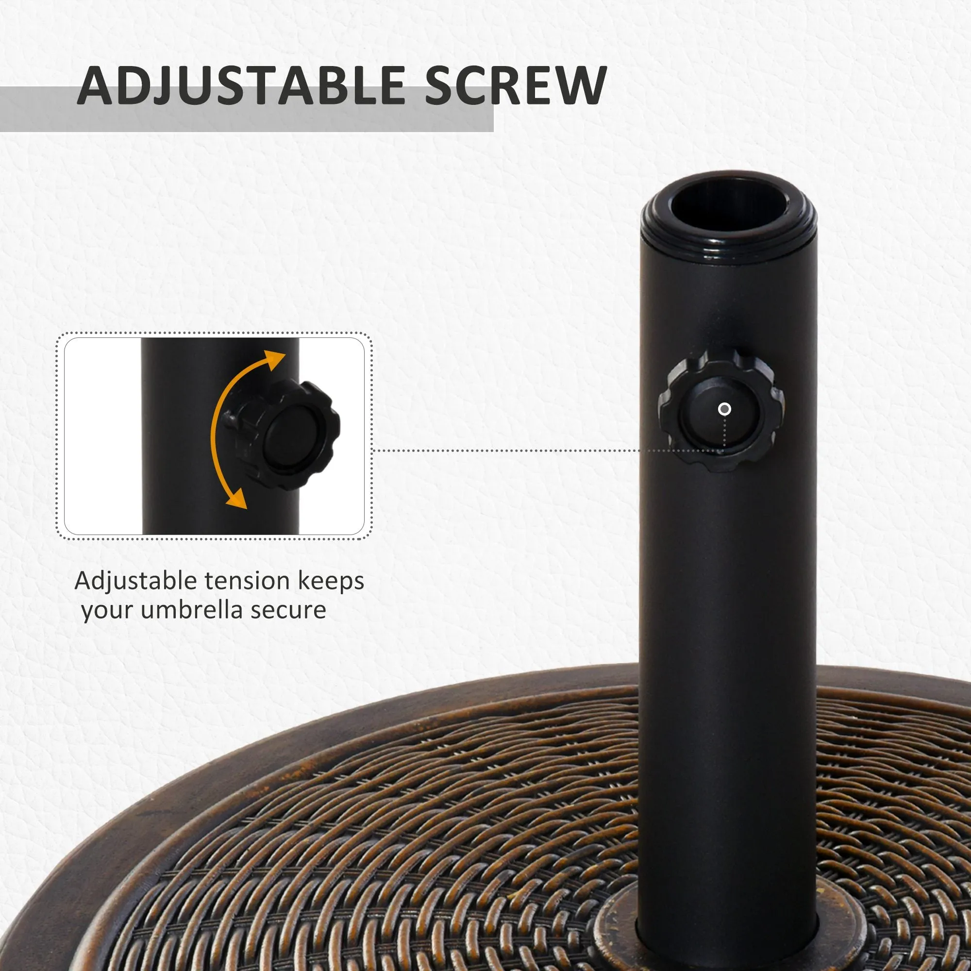 13kg Garden Parasol Base Holder, Cement Outdoor Market Umbrella Stand, Fits 35mm/38mm/48mm Poles, Black