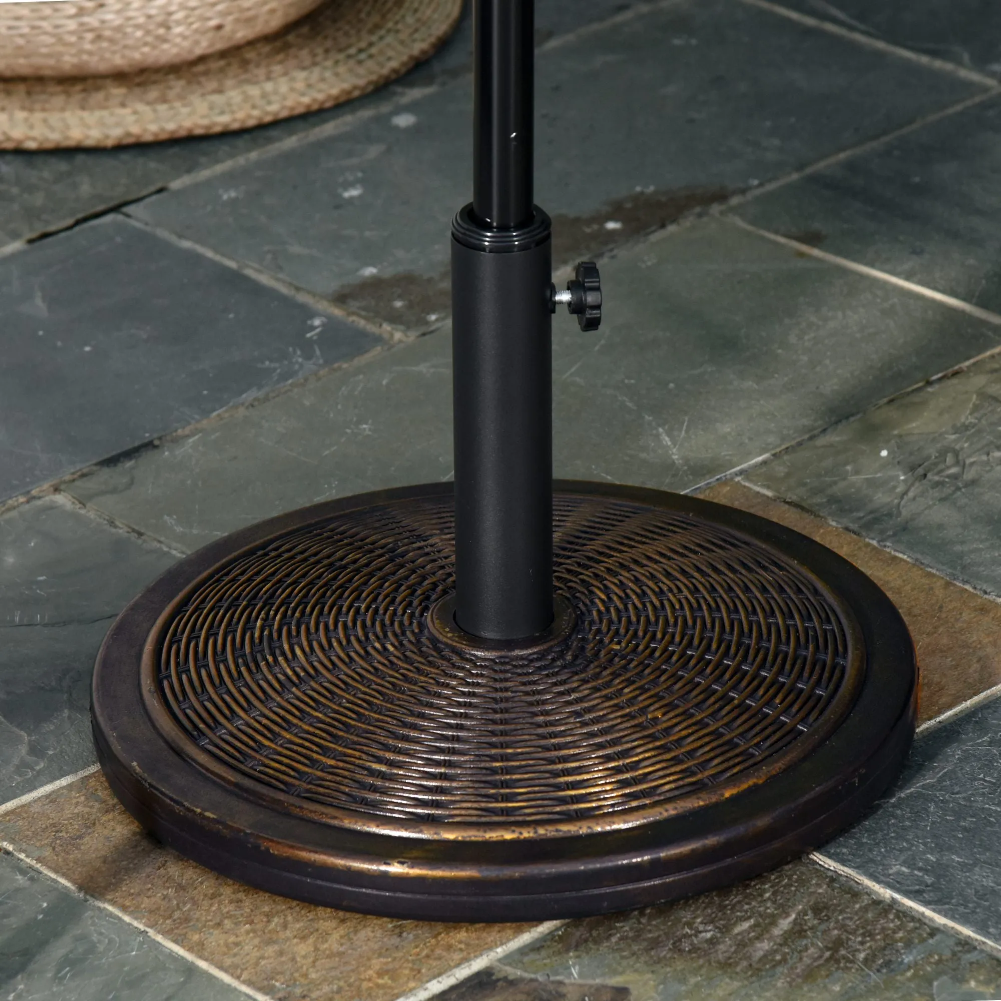 13kg Garden Parasol Base Holder, Cement Outdoor Market Umbrella Stand, Fits 35mm/38mm/48mm Poles, Black