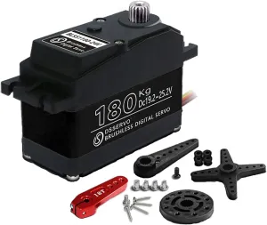 180KG Metal Brushless Digital Servo Waterproof IP67 for 1/5 Redcat HPI Baja 5B SS 24V RC Servo Car LOSI XL 5T (180 Degree)
