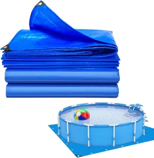 19 X 19 Ft Square Tarps Pad for Above Ground Pool 18 Ft, Thick Waterproof Anti-Puncture Swimming Pool Ground Cloth Liner Pad UV Resistant Under Floor Mat Pool Underlayment with Metal Grommets
