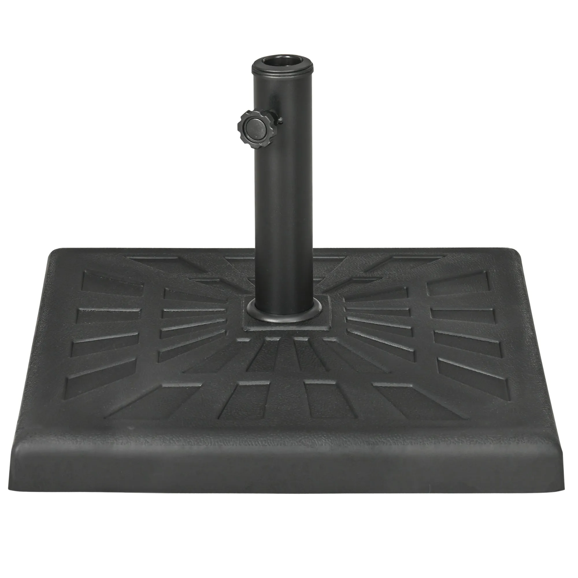 19kg Resin Garden Parasol Base Holder, Square Outdoor Market Umbrella Stand Weight for Poles of Φ32mm, Φ38mm, and Φ48mm, Black