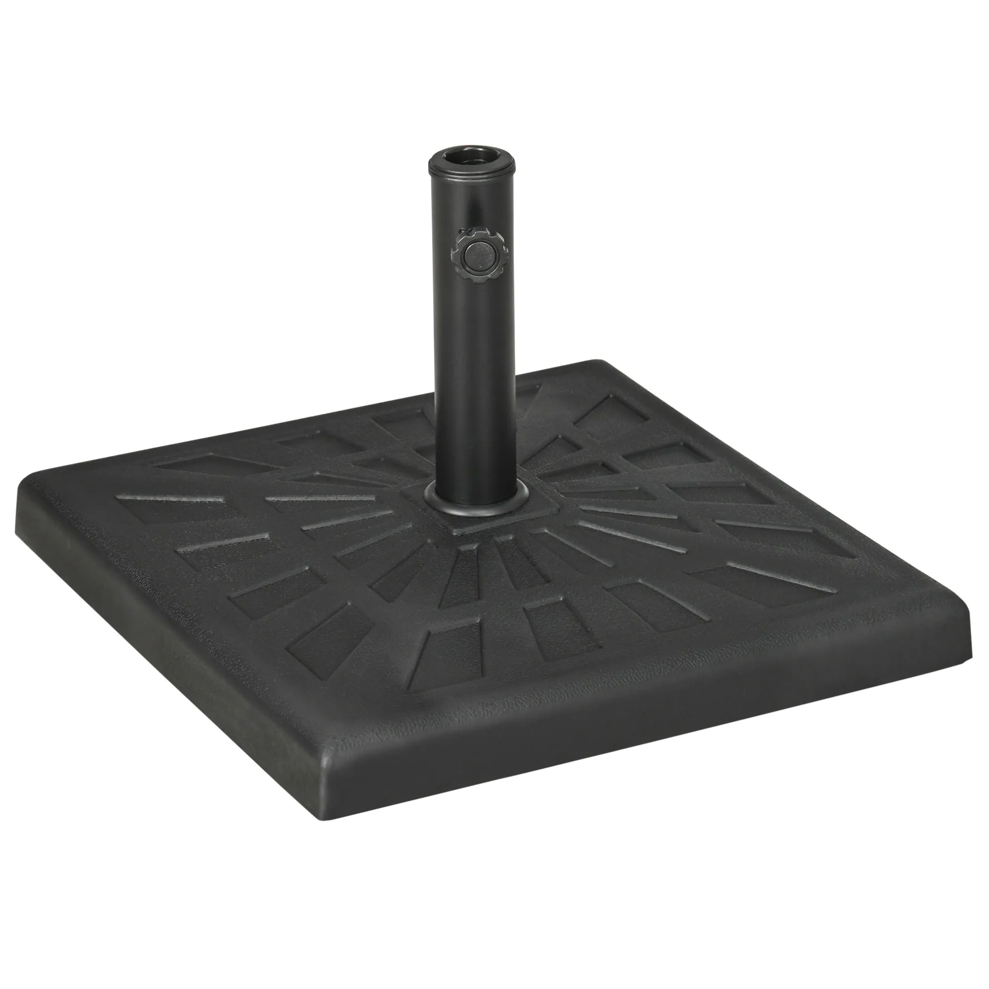 19kg Resin Garden Parasol Base Holder, Square Outdoor Market Umbrella Stand Weight for Poles of Φ32mm, Φ38mm, and Φ48mm, Black