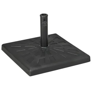 19kg Resin Garden Parasol Base Holder, Square Outdoor Market Umbrella Stand Weight for Poles of Φ32mm, Φ38mm, and Φ48mm, Black