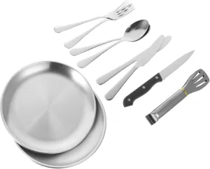1set Camping Kit Stainless Steel Tableware Storage Bag for Outdoor Activities for BBQ Hiking Picnic and Kitchen Use
