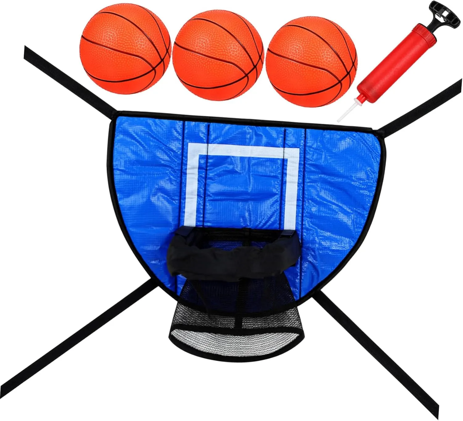 1Set Trampoline Basketball Hoop with Basketballs Pump Trampoline Accessories for Indoor Outdoor Fun Compact Design for Easy Setup and Storage