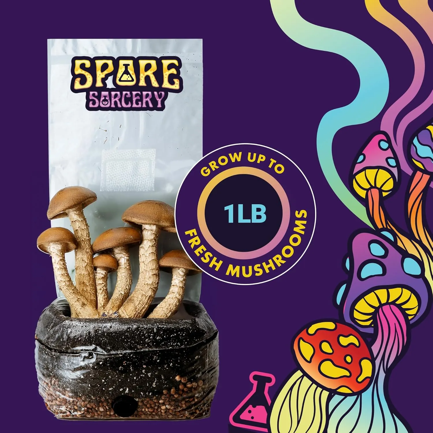 2 LB All-in-One Grow Kit: Up to 32oz of Mushrooms! Nutrient-Enhanced, Injection Port, Just Add Your Own Spores & Grow Like Magic