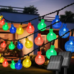 2 Pack 120 LED Solar String Lights Outdoor Waterproof, 72 FT Crystal Globe Lights with 8 Lighting Modes, Solar Powered Light Outdoor for Garden Wedding Party Decor