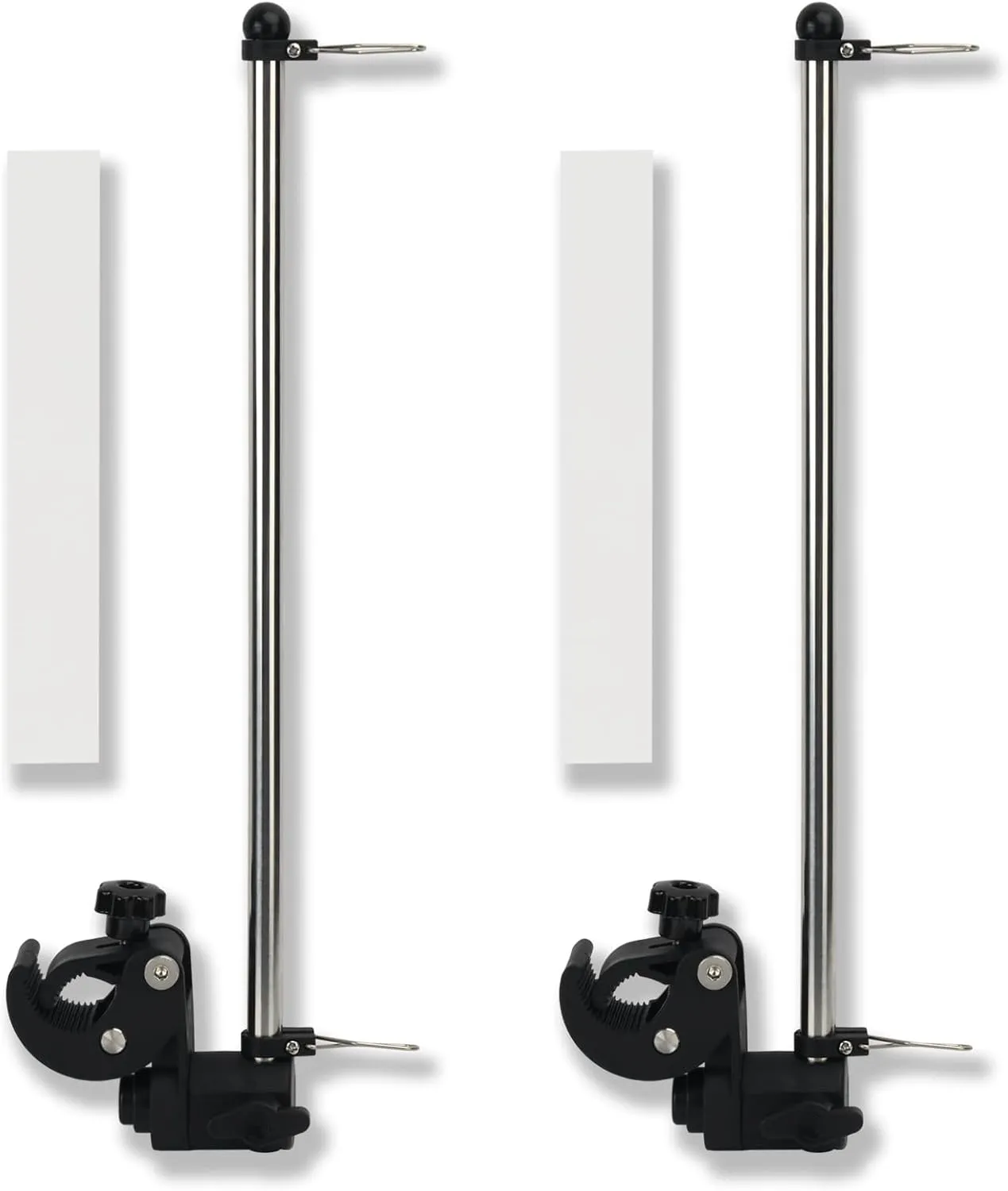 2 Pack Boat Flag with Adjustable Boat Flag Pole, 316 Stainless Steel Clamp on Flag Pole Kits Rail Mount without Drilling, Kayak Flag Pole With Gimbals End