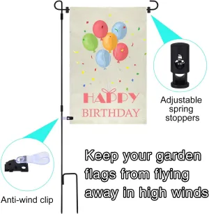 2 Pack Garden Flag Stand Metal Garden Flag Pole Holder with Garden Flag Stopper and Anti-Wind Clip for Outdoor Decorative Flag Garden Lawn Yard Flag