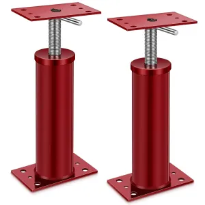 2 Pcs Adjustable Jack Post, 12"-16" Height Range, Basement Floor House Screw Jacks for Lifting Joist Beam Brace for Cellar Ceiling, Center Point Load Capacity 11023 Lbs, Red