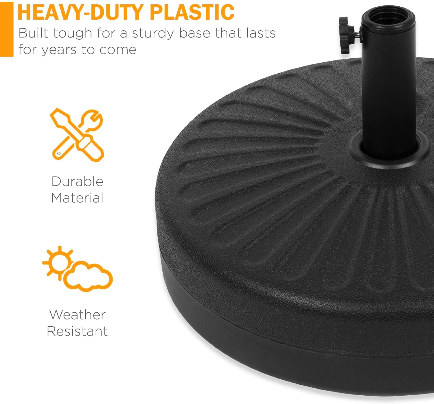 20 in. Round Plastic Patio Umbrella Base in Black