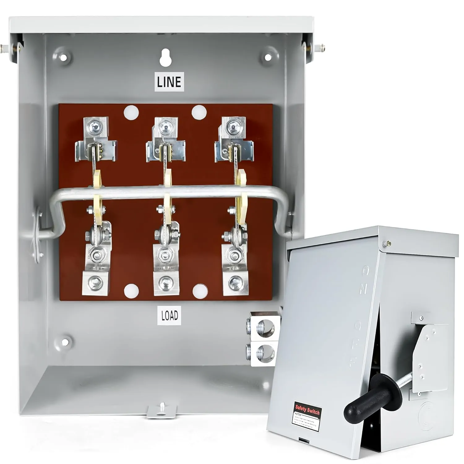 200-Amp, 3 Pole 120V/240V General Safety Switch, Non-Fused AC Disconnect Switch Box, Outdoor&Indoor, NEMA-3R Enclosure, Anti Corrosion and Rust Prevention with Ground Kit (200A)