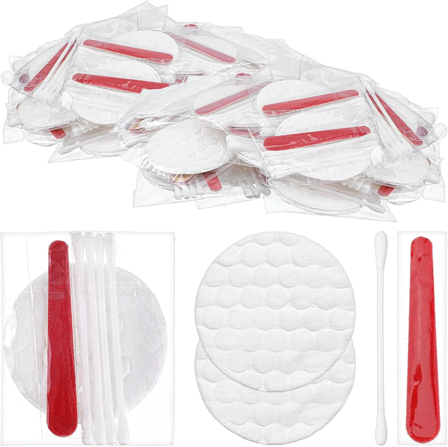 200 Pieces Hotel Vanity Kit Individually Wrapped Hotel Amenities Disposable Travel Size Hotel Hospitality Supplies, Each Includes 2 Cotton Pads 4 Cotton Swabs Nail File for Motels Makeup Toiletries