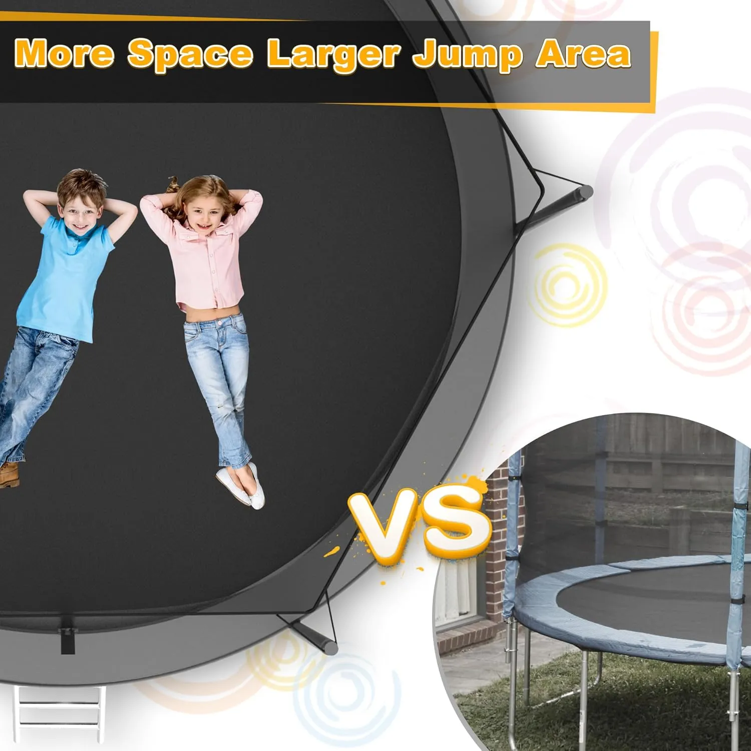 2025 Upgrade 1500LBS Outdoor Tranpoline for Kids and Adults 【Easy to Install & Built to Last】 10FT 12FT 14FT 16FT Recreational Tranpolines with Net, Basketball Hoop and Ladder, ASTM Approved