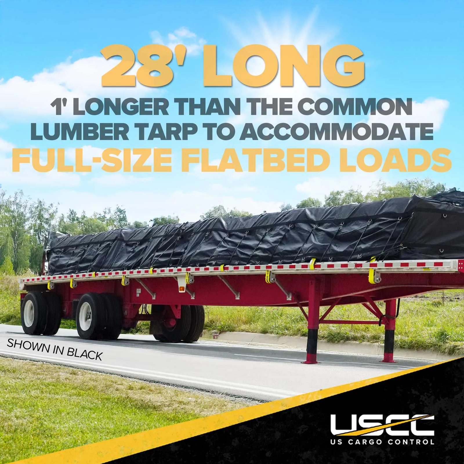 24' x 28' Heavy Duty Lumber Tarp | 8' Drop & Flap - 18 oz. Red Tarp