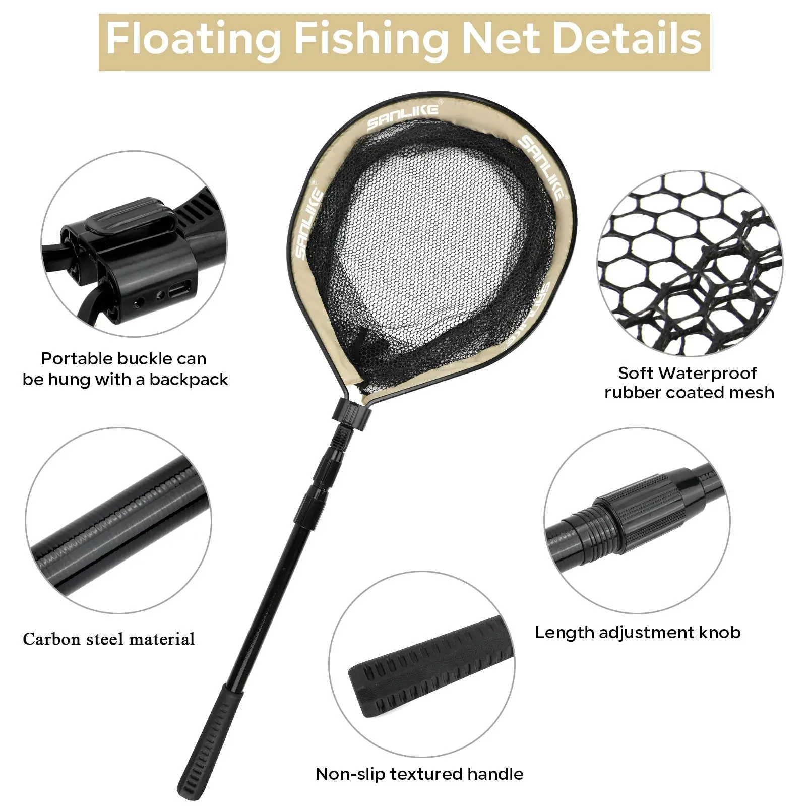 2M Folding Telescopic Fishing Landing Net – Retractable & Collapsible Carbon Tube Pole