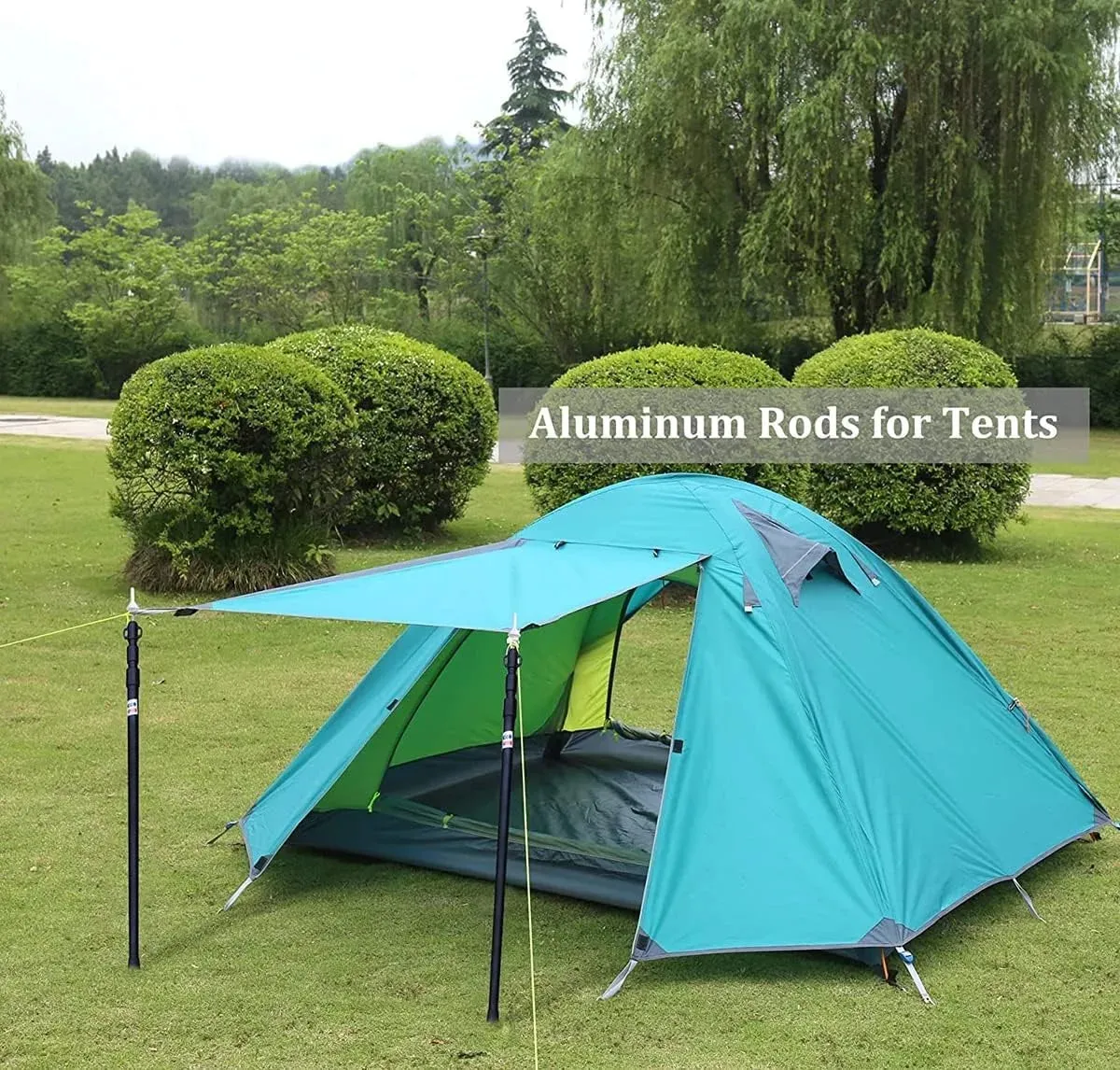 2Pcs Telescoping Tarp Poles Adjustable Aluminum Rods 2.8m Camping Awning Pole Adjustable Canopy Support Pole Tent Canopy Tarp