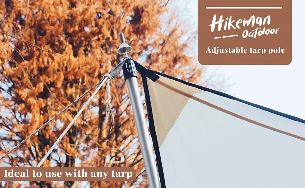 2Pcs Telescoping Tarp Poles Adjustable Aluminum Rods 2.8m Camping Awning Pole Adjustable Canopy Support Pole Tent Canopy Tarp