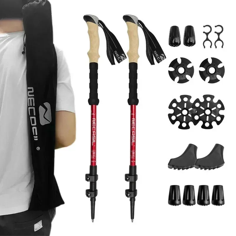 2pcs Trekking Poles Folding Hiking Stick Collapsible Hiking Poles Trekking Stick Walking Poles Nordic Walking Sticks