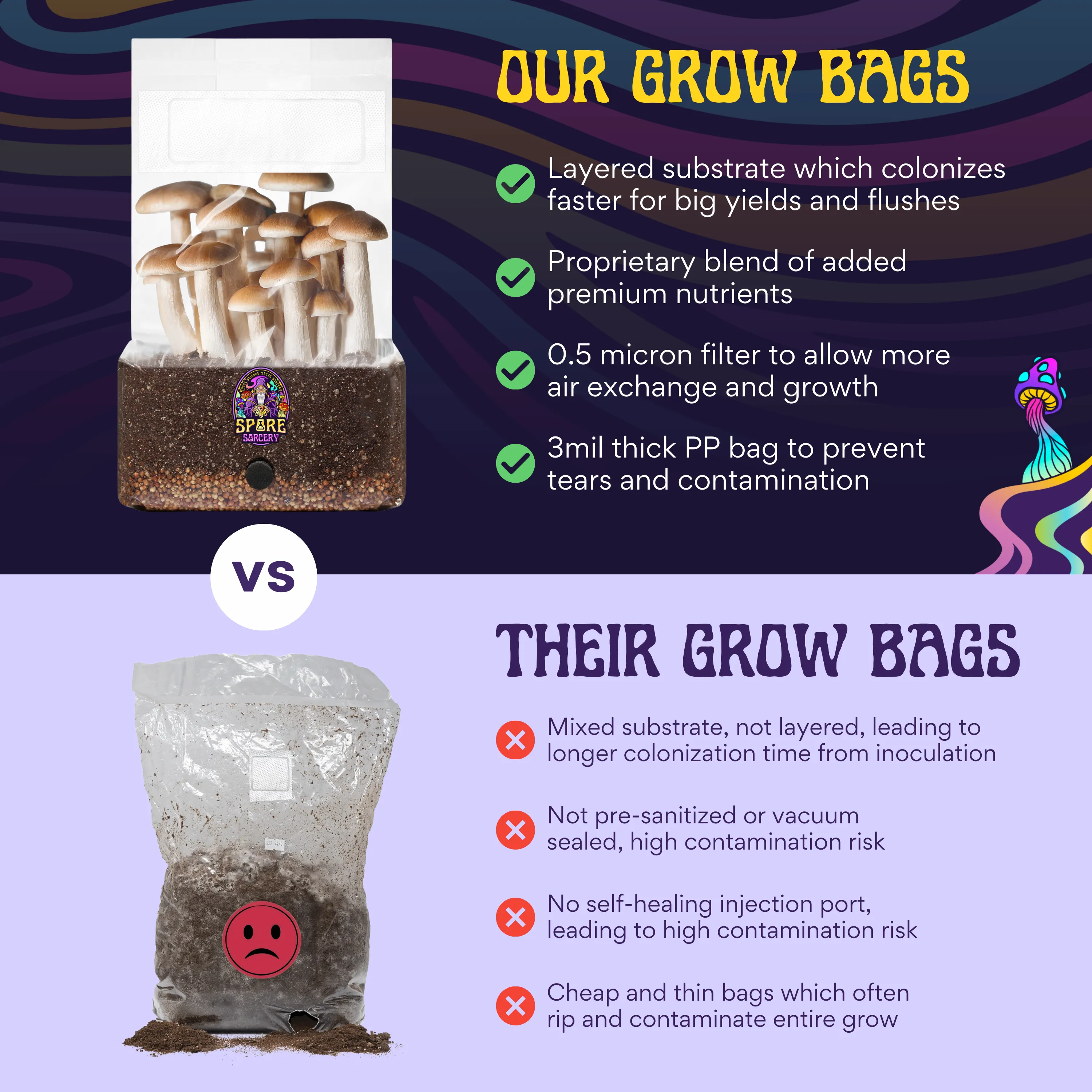 3 Pack | 6 lb All-in-One Mushroom Grow Kit In a Bag | Spores Not Included