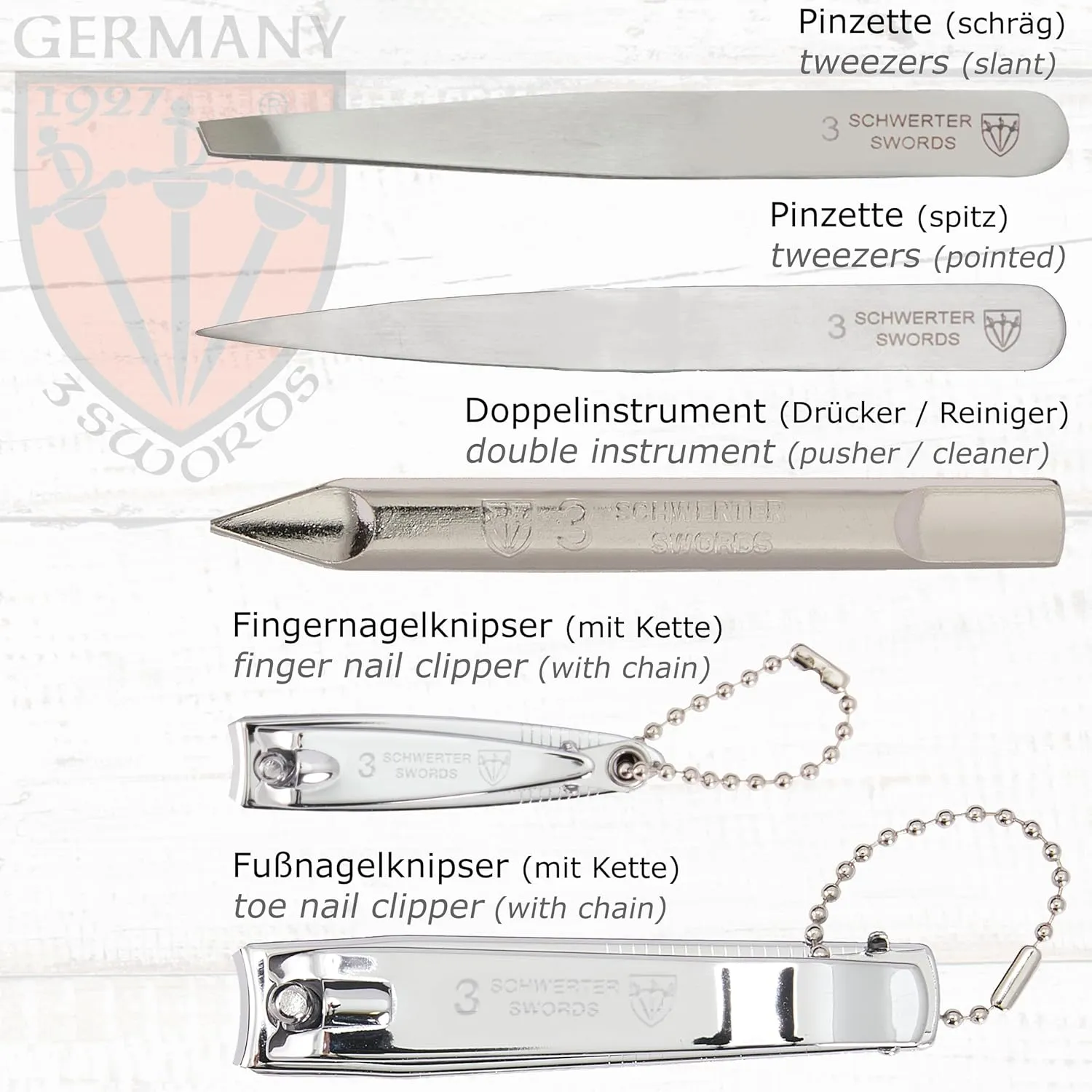 3 Swords Germany – MEN's kit - manicure pedicure beard ear ALL IN ONE - stainless steel tools