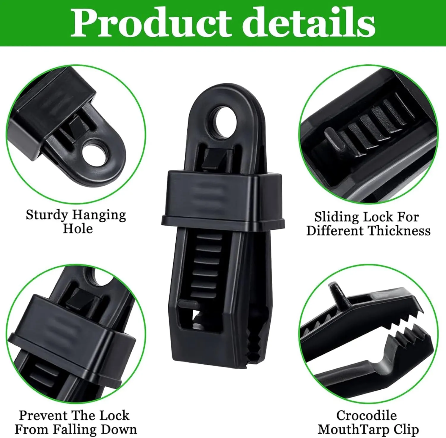 30 Pcs Tarp Clips, Tarp Clamps Heavy Duty Lock Grip for Cover Awnings, Outdoor Camping Tent, Caravan Canopies, Multipurpose Fix Clamp for Tarp & Shade Cloth (Black-30PCS)