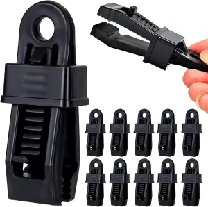 30 Pcs Tarp Clips, Tarp Clamps Heavy Duty Lock Grip for Cover Awnings, Outdoor Camping Tent, Caravan Canopies, Multipurpose Fix Clamp for Tarp & Shade Cloth (Black-30PCS)