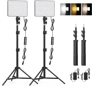 30W Upgraded Photography Lighting Kit, Anautin 2-Pack LED Video Lighting for Video Recording, 3700Lux Studio Lights with Tripod Stand for Photography, Streaming, Gaming, Podcast, Filming, Vlogging