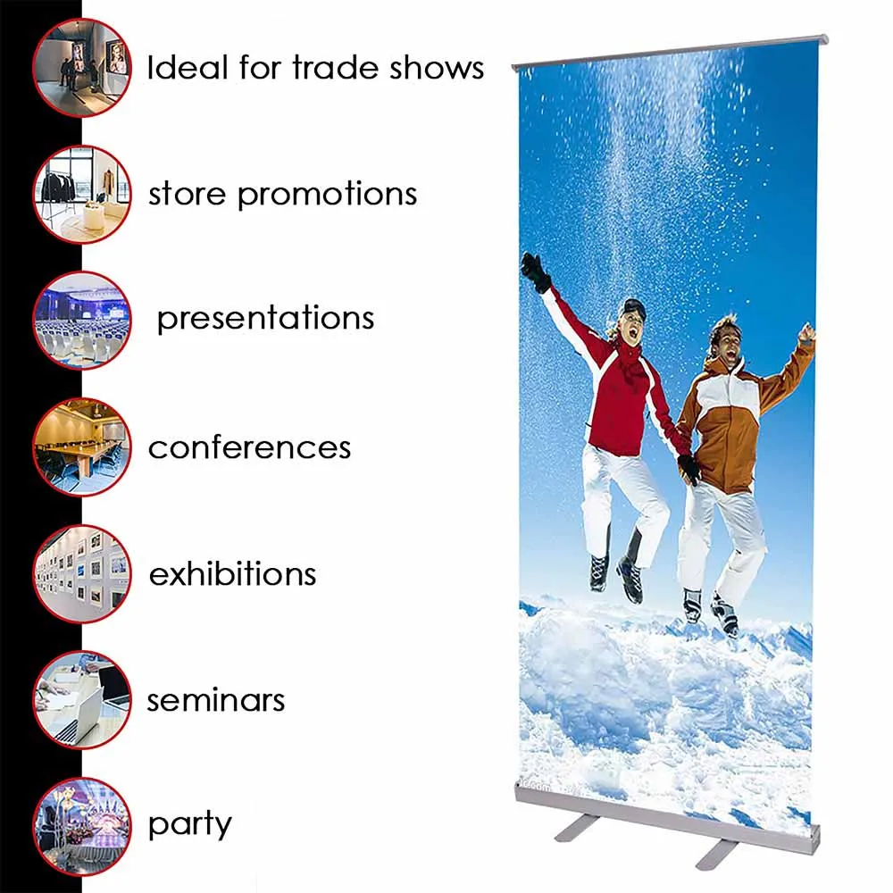 33" Roll Up Retractable Banner Stand Economy