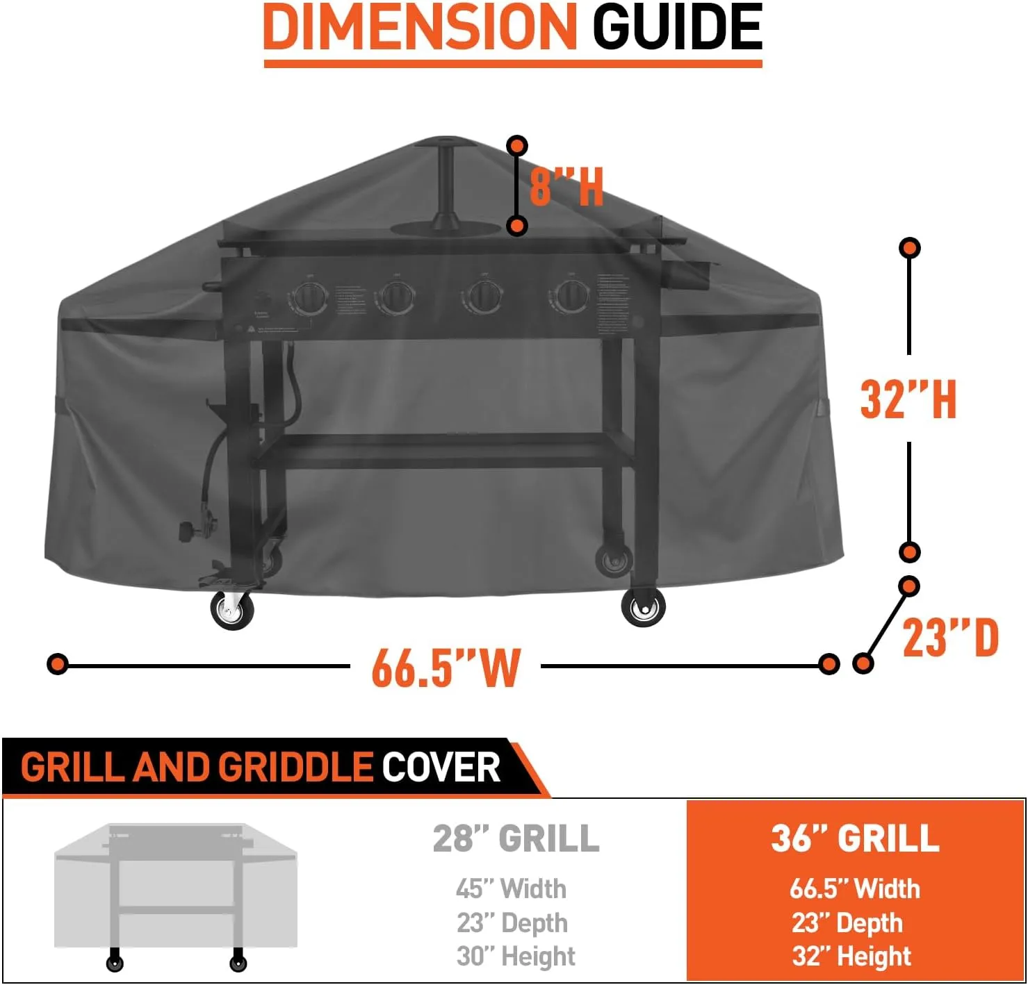 36 Inch Griddle Cover Compatible for Blackstone, Camp Chef 600, Nexgrill, Heavy Duty Waterproof 4 Burner Flat Top Grill Cover, Includes Support Pole