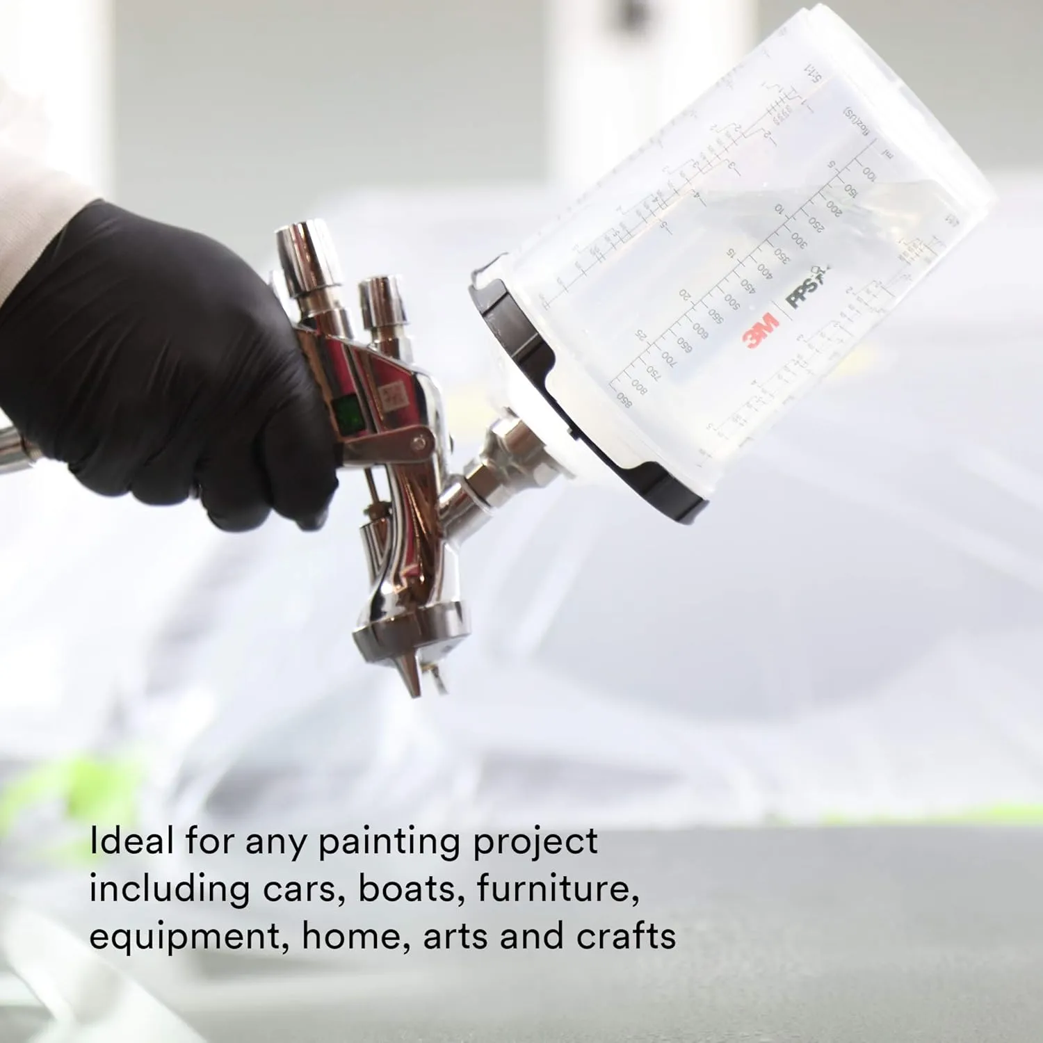 3M PPS 2.0 Spray Gun Cup, Lids and Liners Kit, 26024, Large, 28 Ounces, 200-Micron Filter, Use for Cars, Furniture, House and More, 1 Paint Cup, 50 Disposable Lids and Liners, 32 Sealing Plugs