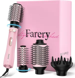 4-in-1 Rotating Blow Dryer Brush Set | Oval Volumizing Barrel, 1.5" & 2" Rotating Brushes, and Diffuser | All-in-One Hot Air Brush for Fast Drying, Volumizing, and Smoothing