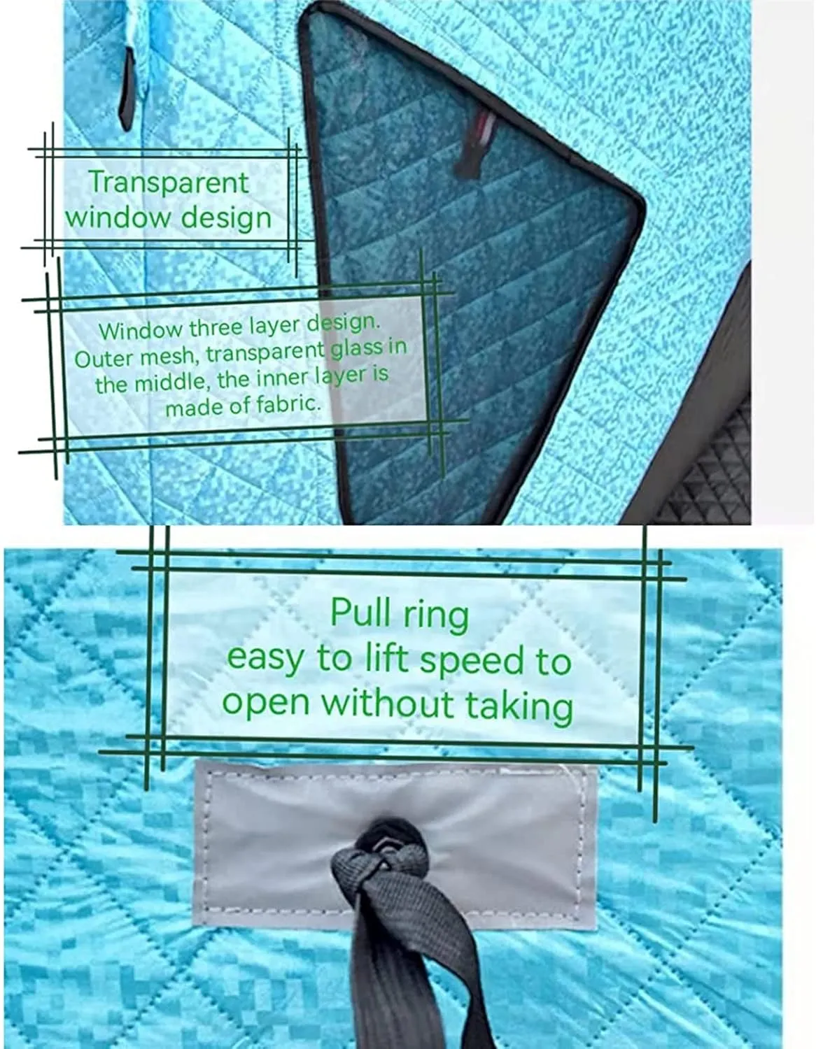 4 Layers Thick Winter Fishing Shelter Cotton Warm Outdoor Camping Automatic Ice Fishing Tent with Pegs (Blue 3~4Person)