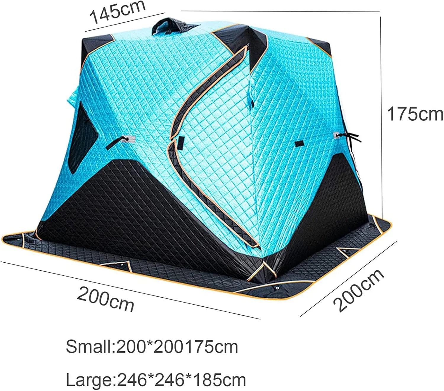 4 Layers Thick Winter Fishing Shelter Cotton Warm Outdoor Camping Automatic Ice Fishing Tent with Pegs (Blue 3~4Person)